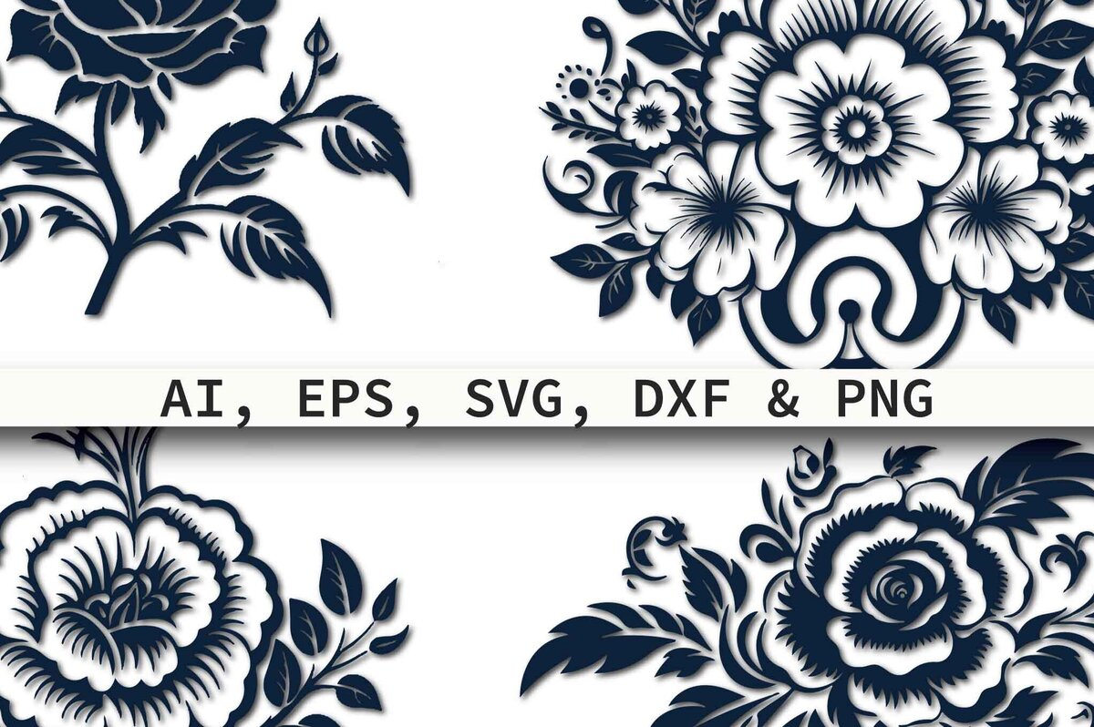 Σετ των 2 Intra απο ξύλο plywood 3mm-4mm πάχος – Paper Cut Floral Wreath Cricut Bundl Δίασταση  20x20 cm INTRAFABR-80672911