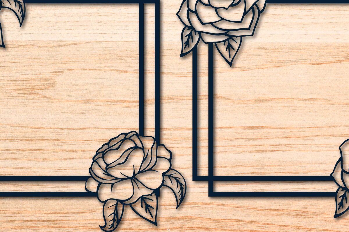 Σετ των 2 Intra απο ξύλο plywood 3mm-4mm πάχος – Πακέτο Floral στεφάνι σε χαρτί Δίασταση  20x20 cm INTRAFABR-69030497