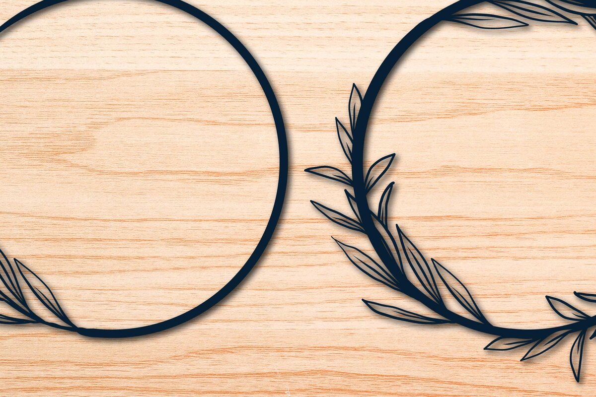 Σετ των 2 Intra απο ξύλο plywood 3mm-4mm πάχος – Πακέτο Floral στεφάνι σε χαρτί Δίασταση  20x20 cm INTRAFABR-69035175