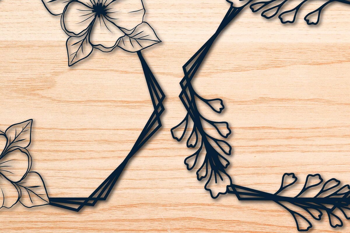 Σετ των 2 Intra απο ξύλο plywood 3mm-4mm πάχος – Πακέτο Floral στεφάνι σε χαρτί Δίασταση  20x20 cm INTRAFABR-69035513