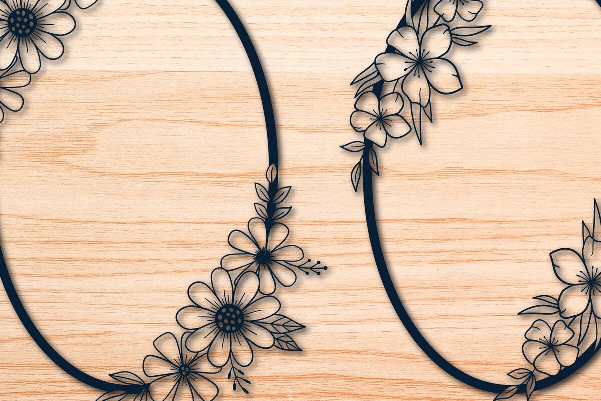 Σετ των 2 Intra απο ξύλο plywood 3mm-4mm πάχος – Πακέτο Floral στεφάνι σε χαρτί Δίασταση  20x20 cm INTRAFABR-69036989