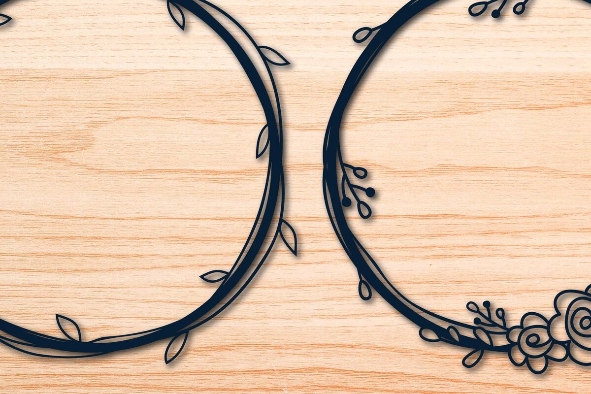 Σετ των 2 Intra απο ξύλο plywood 3mm-4mm πάχος – Πακέτο Floral στεφάνι σε χαρτί Δίασταση  20x20 cm INTRAFABR-69037362