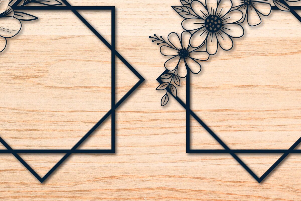 Σετ των 2 Intra απο ξύλο plywood 3mm-4mm πάχος – Πακέτο Floral στεφάνι σε χαρτί Δίασταση  20x20 cm INTRAFABR-69027939