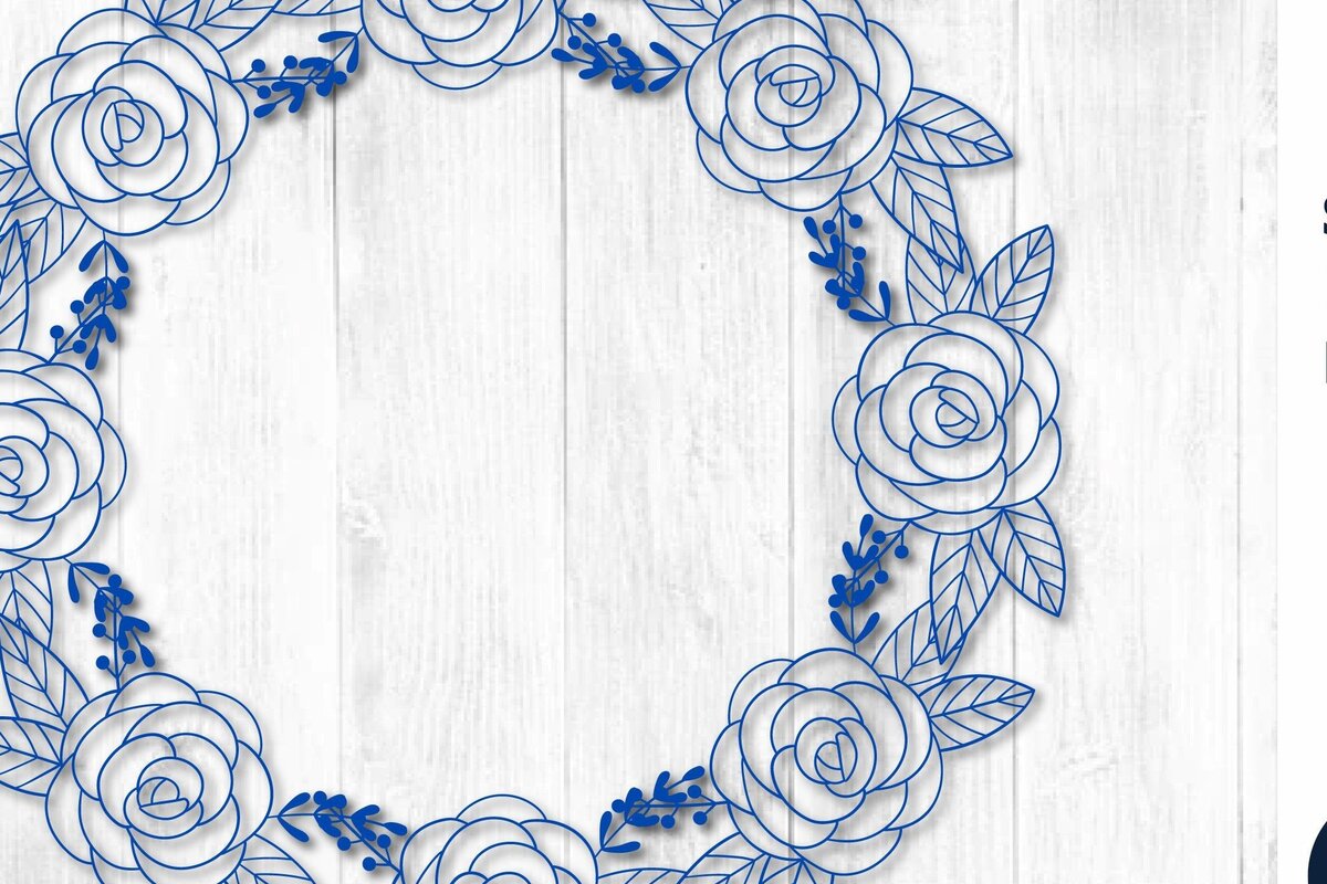 Σετ των 2 Intra απο ξύλο plywood 3mm-4mm πάχος – Χαρτοκομμένο στεφάνι λουλουδιών για διακόσμηση Δίασταση  20x20 cm INTRAFABR-30826157