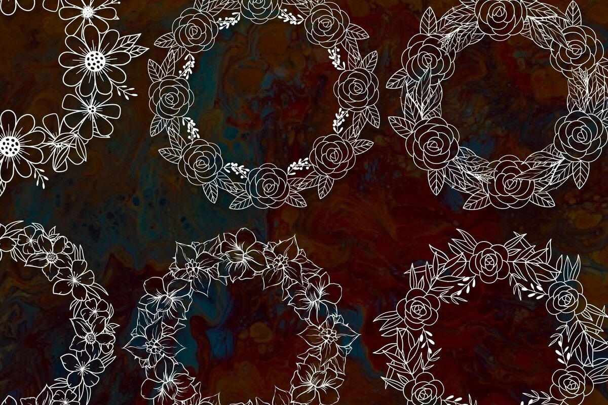 Σετ των 2 Intra απο ξύλο plywood 3mm-4mm πάχος – Χαρτοκομμένο στεφάνι λουλουδιών για διακόσμηση Δίασταση  20x20 cm INTRAFABR-30830122