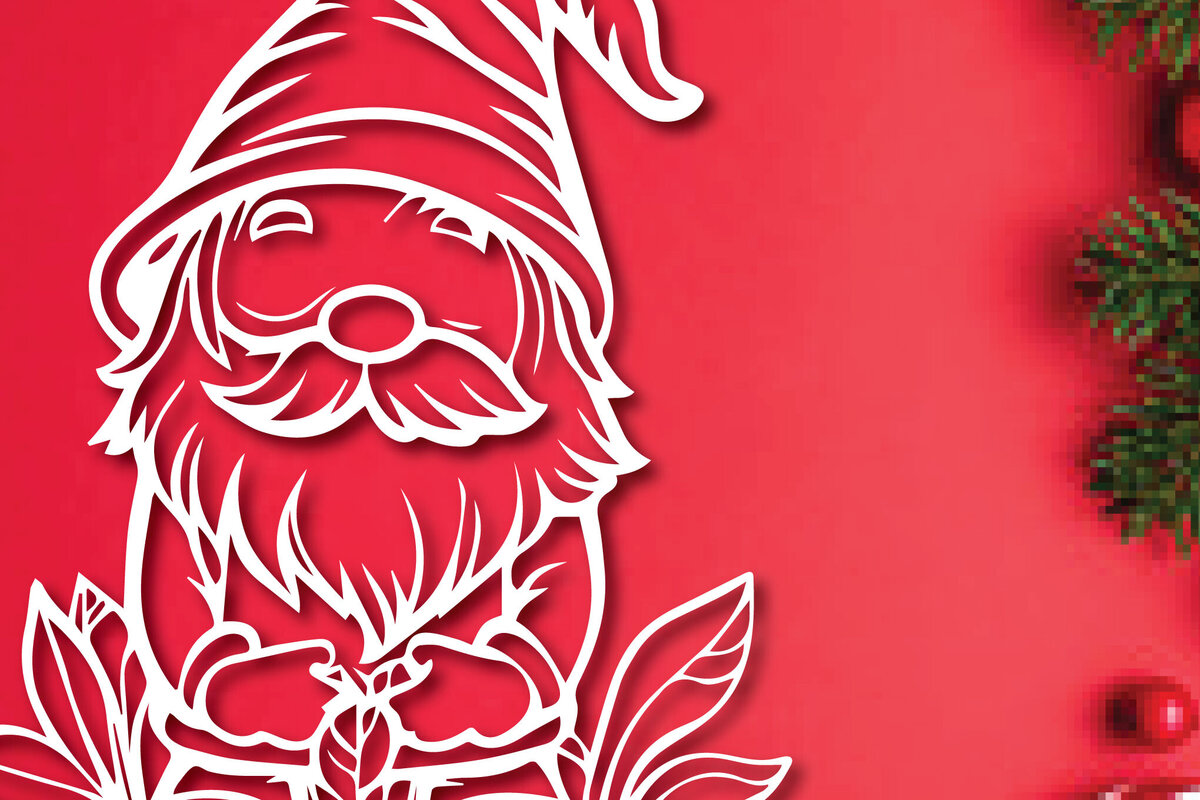 Σετ των 2 Intra απο ξύλο plywood 3mm-4mm πάχος – Paper Cut Gnome Δίασταση  20x20 cm INTRAFABR-107674857