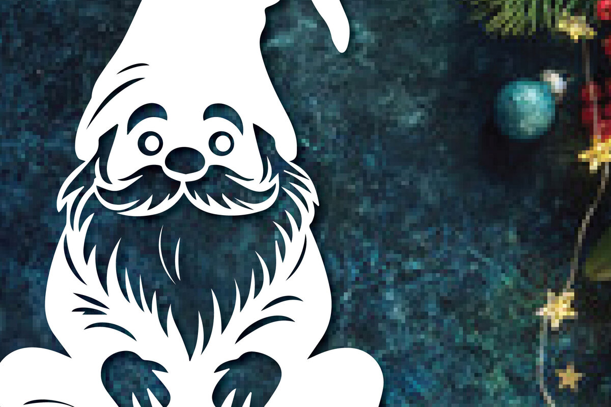 Σετ των 2 Intra απο ξύλο plywood 3mm-4mm πάχος – Paper Cut Gnome Δίασταση  20x20 cm INTRAFABR-107675071