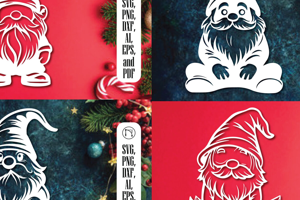 Σετ των 2 Intra απο ξύλο plywood 3mm-4mm πάχος – Paper Cut Gnome Bundle Δίασταση  20x20 cm INTRAFABR-107675140