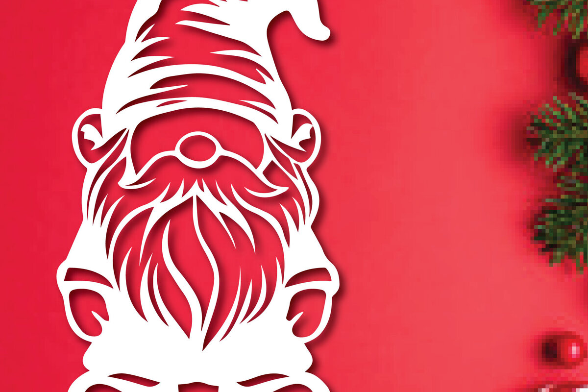 Σετ των 2 Intra απο ξύλο plywood 3mm-4mm πάχος – Paper Cut Gnome Δίασταση  20x20 cm INTRAFABR-107674577