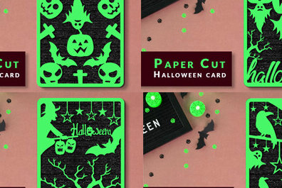 Σετ των 2 Intra απο ξύλο plywood 3mm-4mm πάχος – Σετ προτύπων καρτών αποκριών κομμένων χαρτιού Δίασταση  20x20 cm INTRAFABR-76987702