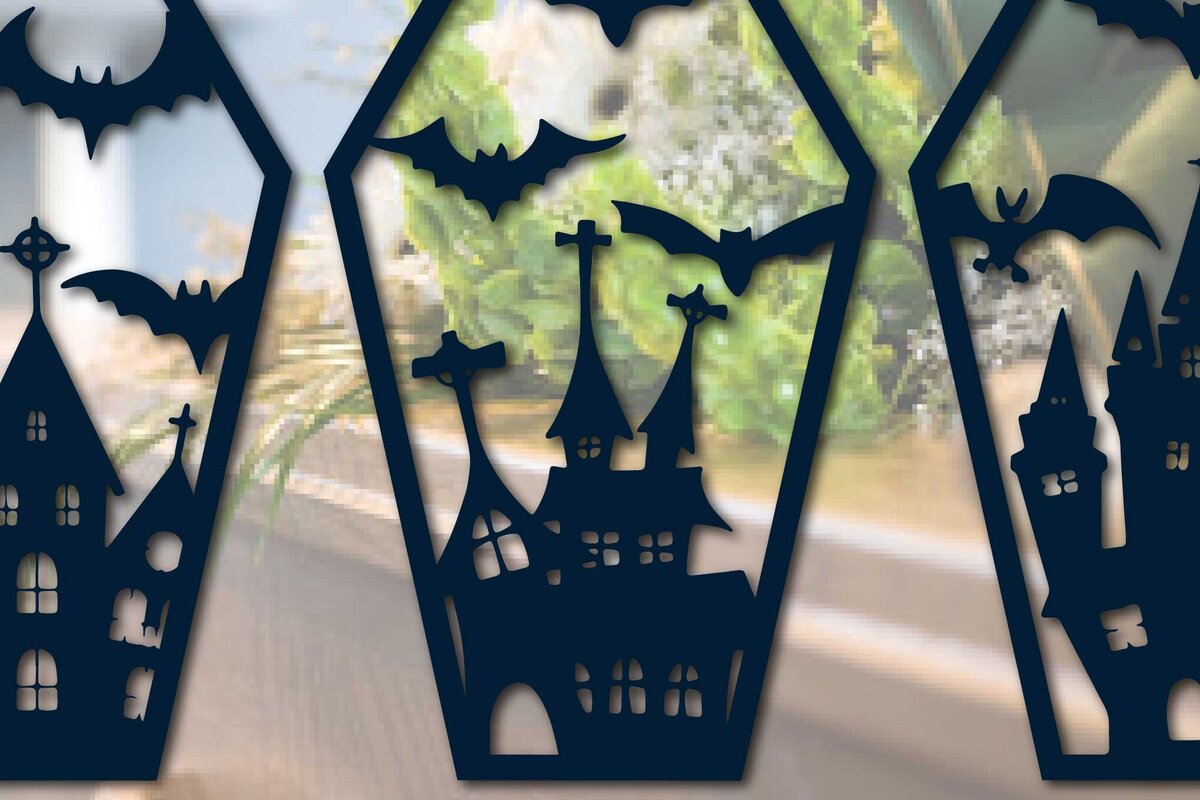 Σετ των 2 Intra απο ξύλο plywood 3mm-4mm πάχος – Δέσμη Coffins Halloween Coff Paper Δίασταση  20x20 cm INTRAFABR-77778538