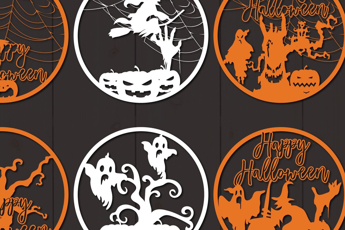 Σετ των 2 Intra απο ξύλο plywood 3mm-4mm πάχος – Paper Cut Halloween Decor Bundle Δίασταση  20x20 cm INTRAFABR-38397288