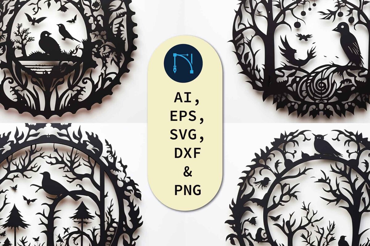 Σετ των 2 Intra απο ξύλο plywood 3mm-4mm πάχος – Πακέτο Decor Halloween Cut Paper Δίασταση  20x20 cm INTRAFABR-80311397