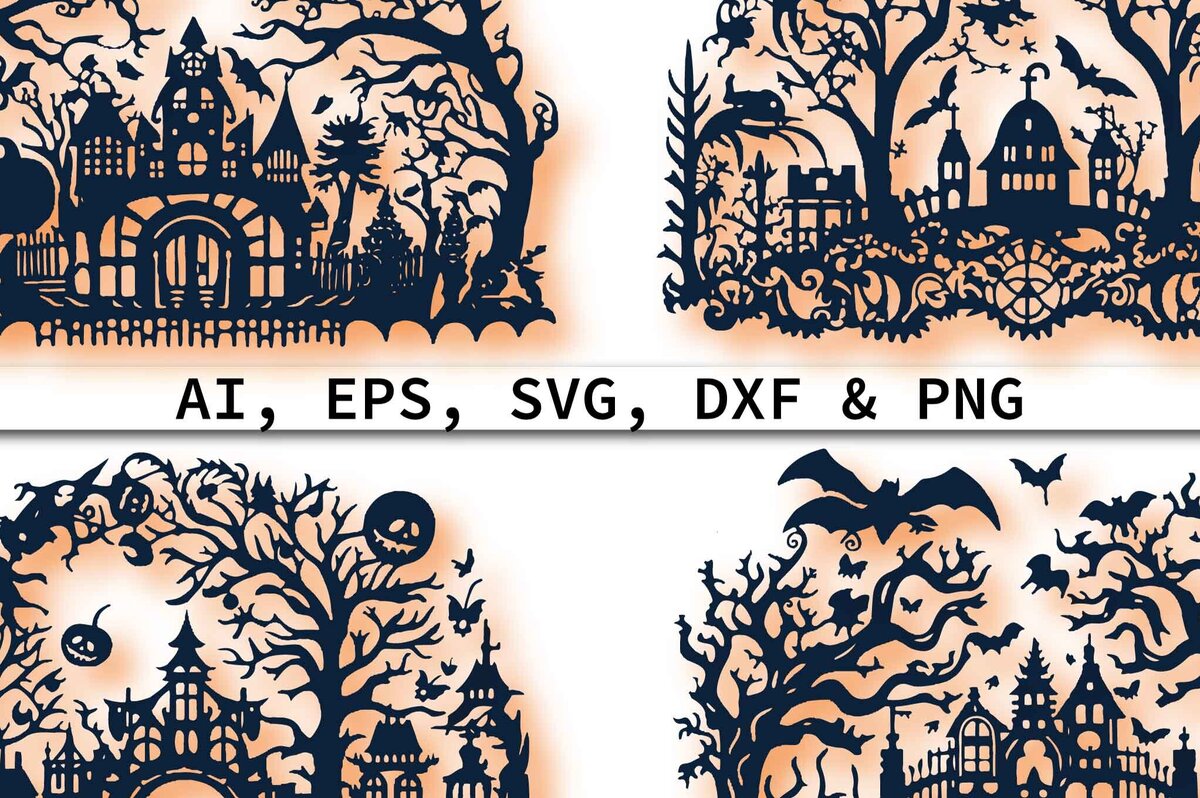 Σετ των 2 Intra απο ξύλο plywood 3mm-4mm πάχος – Πακέτο Decor Halloween Cut Paper Δίασταση  20x20 cm INTRAFABR-80312056