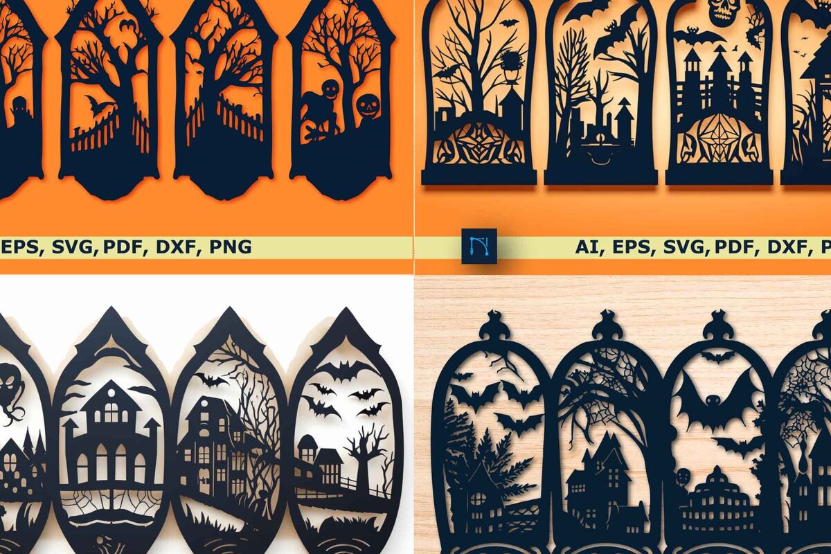 Σετ των 2 Intra απο ξύλο plywood 3mm-4mm πάχος – Πακέτο για Halloween Decor σε χαρτί Δίασταση  20x20 cm INTRAFABR-78776293