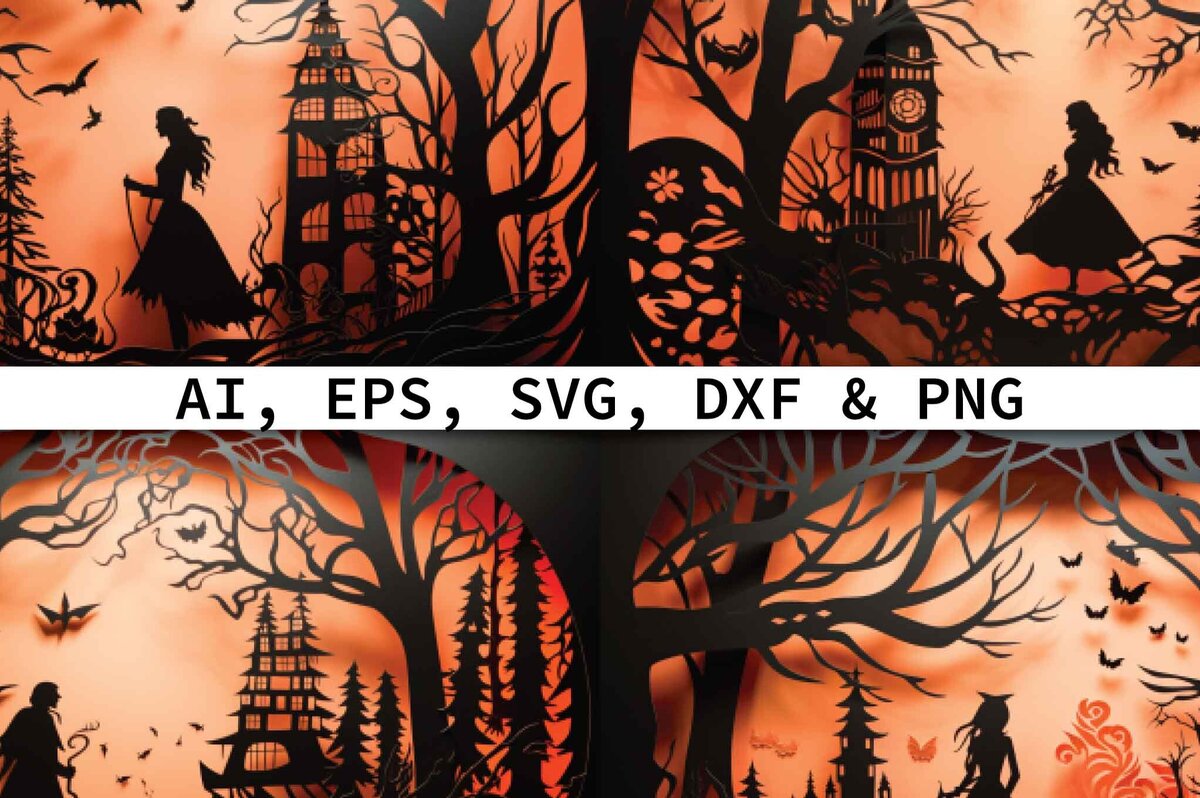 Σετ των 2 Intra απο ξύλο plywood 3mm-4mm πάχος – Πακέτο Decor Halloween Cut Paper Δίασταση  20x20 cm INTRAFABR-80282454