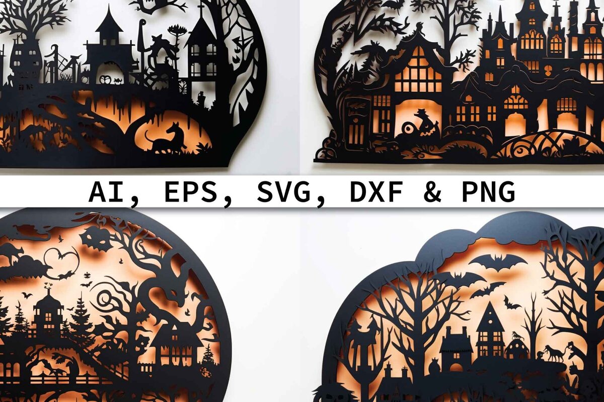 Σετ των 2 Intra απο ξύλο plywood 3mm-4mm πάχος – Πακέτο Decor Halloween Cut Paper Δίασταση  20x20 cm INTRAFABR-80284891