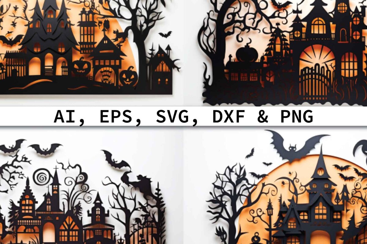 Σετ των 2 Intra απο ξύλο plywood 3mm-4mm πάχος – Πακέτο Decor Halloween Cut Paper Δίασταση  20x20 cm INTRAFABR-80288807