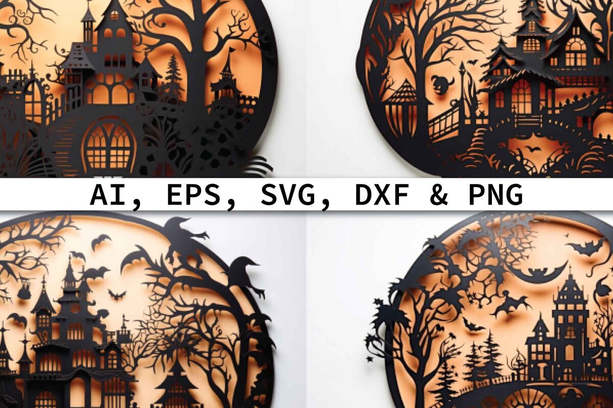 Σετ των 2 Intra απο ξύλο plywood 3mm-4mm πάχος – Πακέτο Decor Halloween Cut Paper Δίασταση  20x20 cm INTRAFABR-80307586