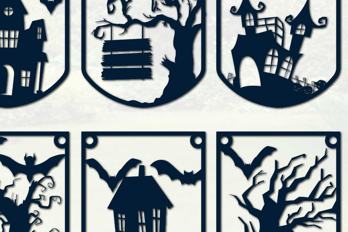 Σετ των 2 Intra απο ξύλο plywood 3mm-4mm πάχος – Πακέτο σημαία αποκριάτικων κομμένων χαρτιού Δίασταση  20x20 cm INTRAFABR-77070655