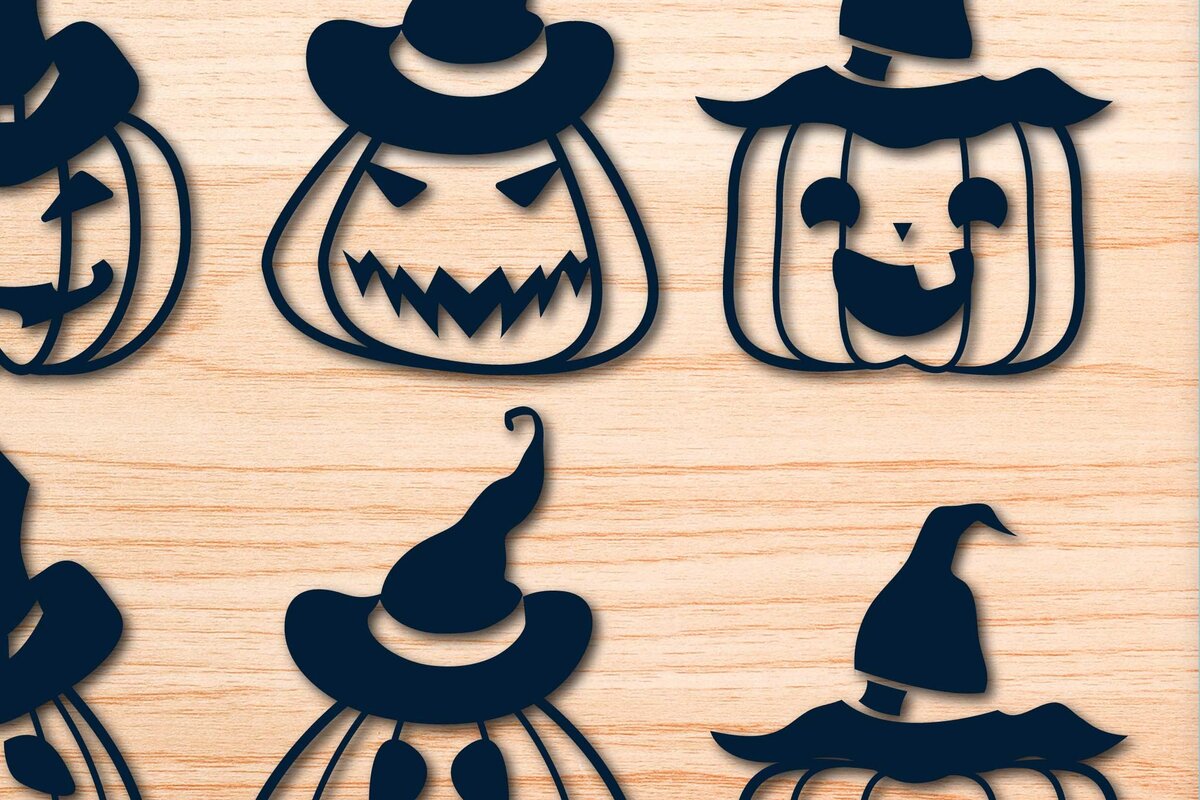 Σετ των 2 Intra απο ξύλο plywood 3mm-4mm πάχος – Σετ Halloween Pumkin Paper Cut Δίασταση  20x20 cm INTRAFABR-76366756