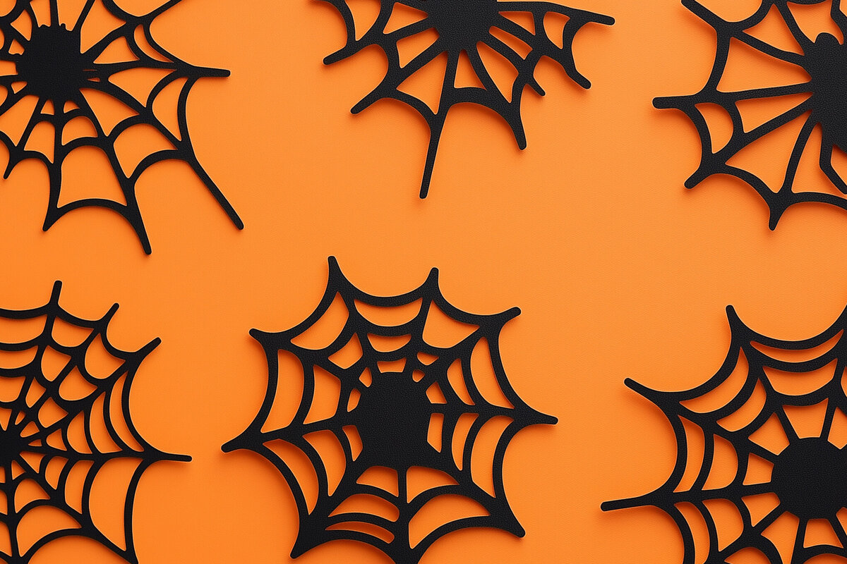 Σετ των 2 Intra απο ξύλο plywood 3mm-4mm πάχος – Paper Cut Halloween Spider Web Δίασταση  20x20 cm INTRAFABR-104683257