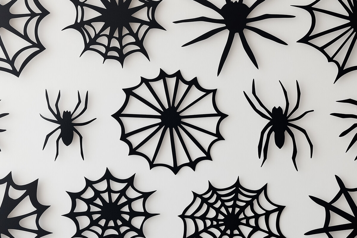 Σετ των 2 Intra απο ξύλο plywood 3mm-4mm πάχος – Paper Cut Halloween Spider Web Δίασταση  20x20 cm INTRAFABR-104690237