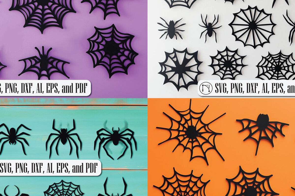 Σετ των 2 Intra απο ξύλο plywood 3mm-4mm πάχος – Δέσμη για το Halloween Spider Web Cut Paper Δίασταση  20x20 cm INTRAFABR-104690794