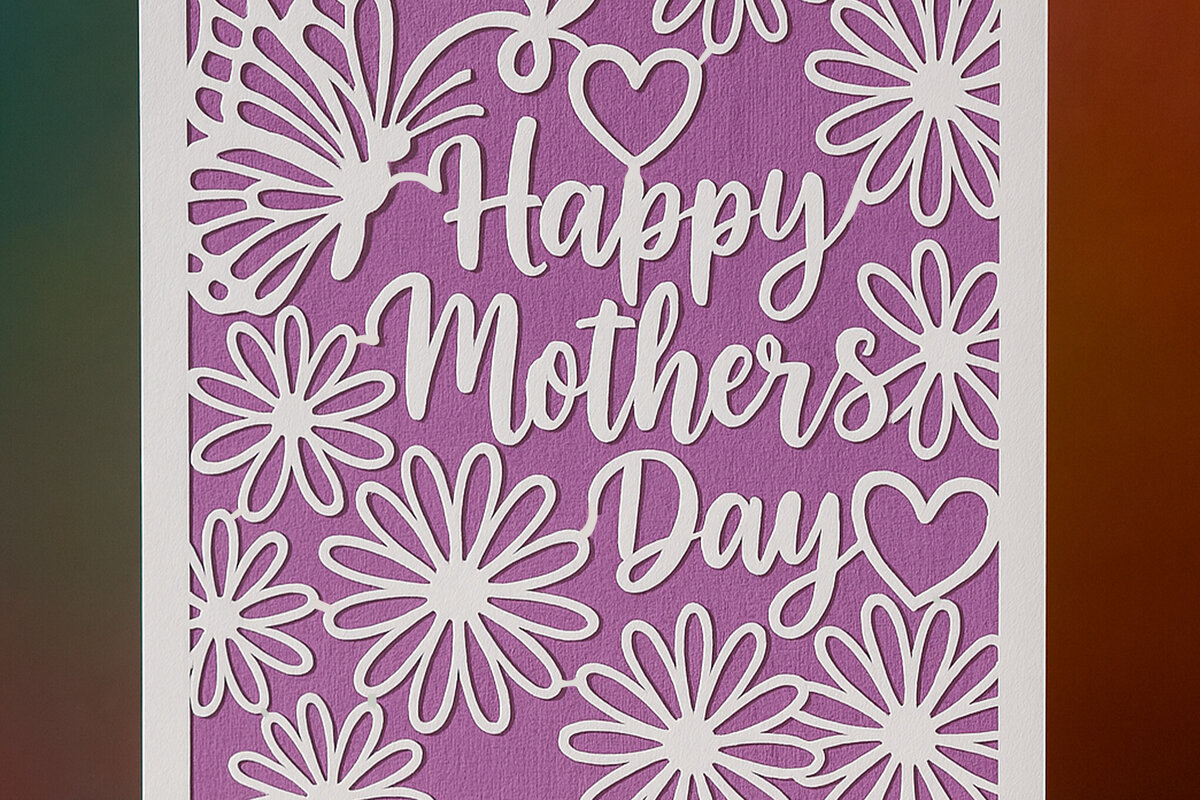 Σετ των 2 Intra απο ξύλο plywood 3mm-4mm πάχος – Κόψιμο χαρτιού Happy Mother's Day Cut Fil Δίασταση  20x20 cm INTRAFABR-119941314