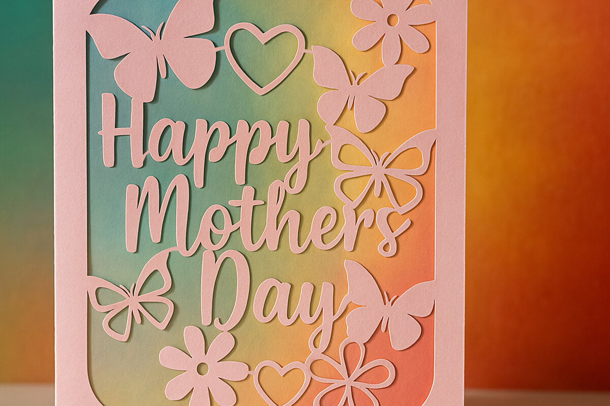 Σετ των 2 Intra απο ξύλο plywood 3mm-4mm πάχος – Κόψιμο χαρτιού Happy Mother's Day Cut Fil Δίασταση  20x20 cm INTRAFABR-119935627