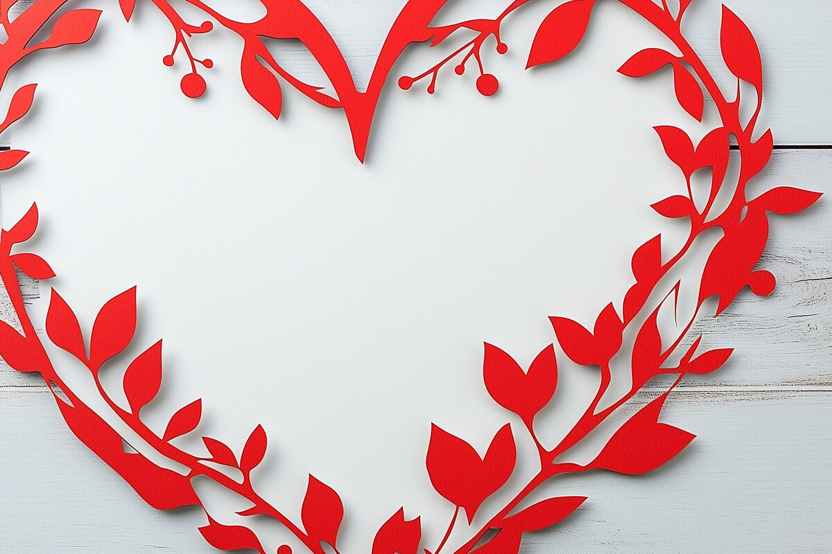 Σετ των 2 Intra απο ξύλο plywood 3mm-4mm πάχος – Paper Cut Heart Border Δίασταση  20x20 cm INTRAFABR-112911115