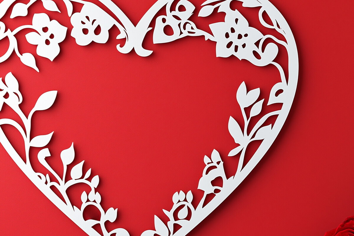 Σετ των 2 Intra απο ξύλο plywood 3mm-4mm πάχος – Paper Cut Heart Border Δίασταση  20x20 cm INTRAFABR-112912947