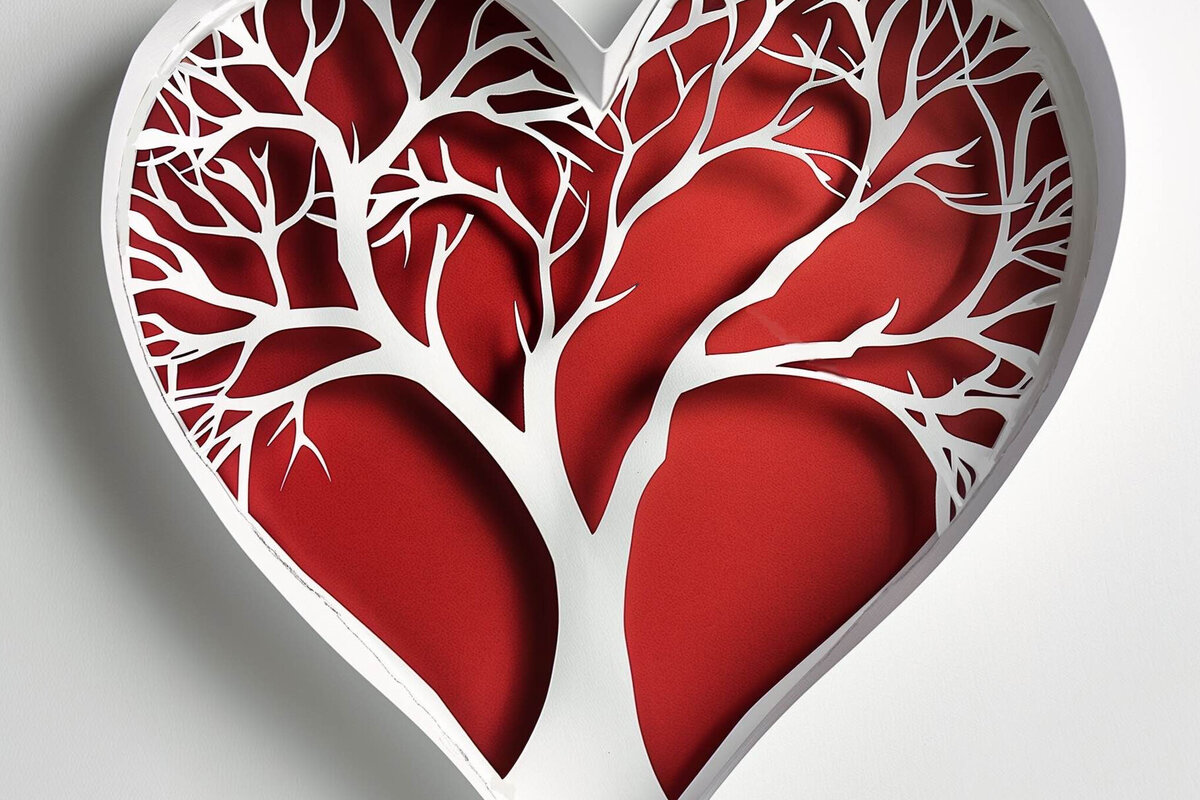 Σετ των 2 Intra απο ξύλο plywood 3mm-4mm πάχος – Paper Cut Heart Shape Tree Δίασταση  20x20 cm INTRAFABR-100467966