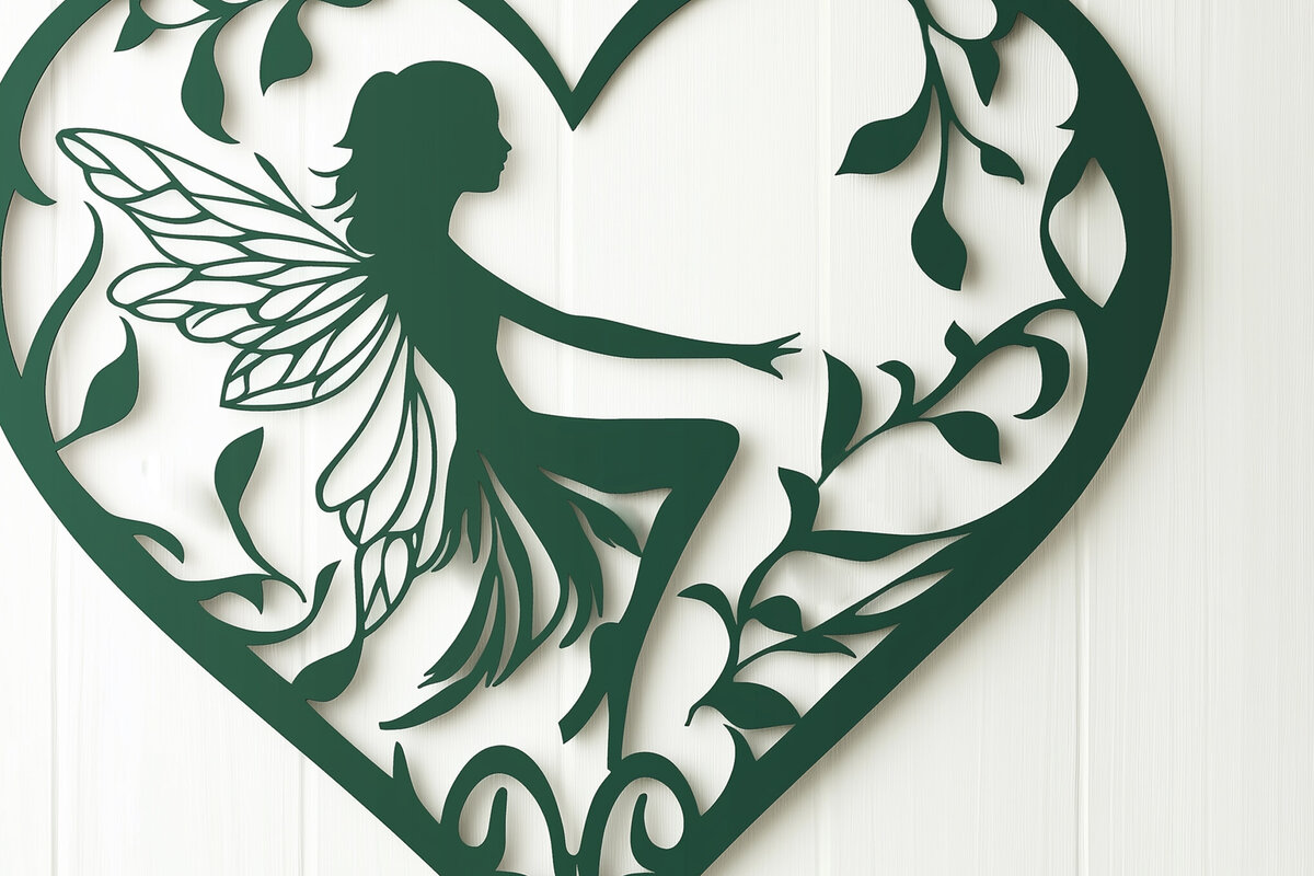 Σετ των 2 Intra απο ξύλο plywood 3mm-4mm πάχος – Paper Cut Heart with Fairy Δίασταση  20x20 cm INTRAFABR-112016935