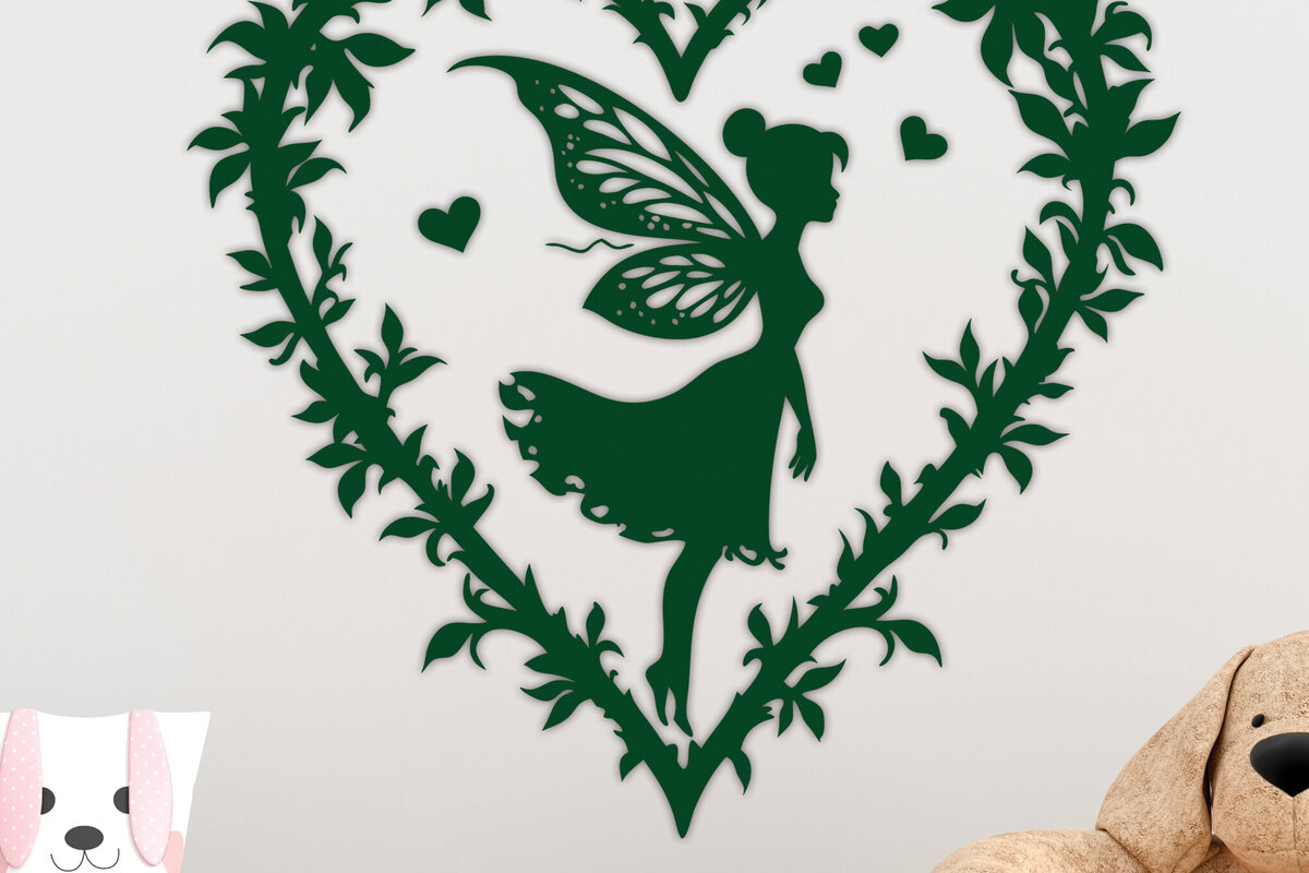 Σετ των 2 Intra απο ξύλο plywood 3mm-4mm πάχος – Χαρτί κομμένη καρδιά με  Fairy 13 Δίασταση  20x20 cm INTRAFABR-113110031