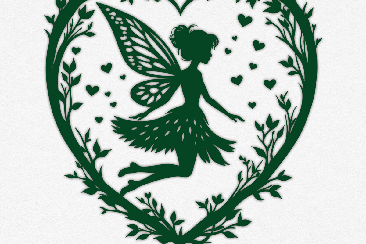 Σετ των 2 Intra απο ξύλο plywood 3mm-4mm πάχος – Χαρτί κομμένη καρδιά με  Fairy 14 Δίασταση  20x20 cm INTRAFABR-113110082