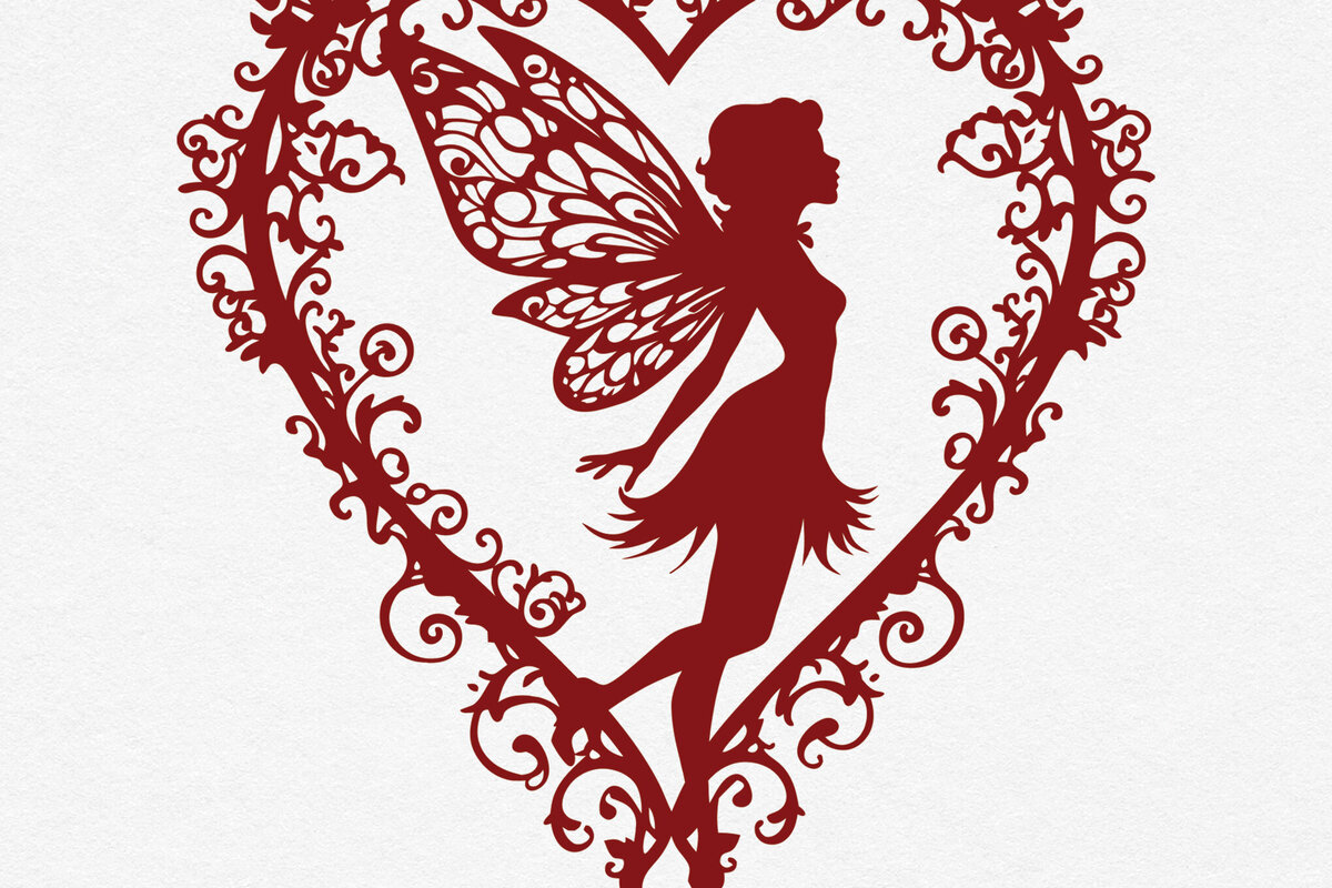 Σετ των 2 Intra απο ξύλο plywood 3mm-4mm πάχος – Χαρτί κομμένη καρδιά με  Fairy 16 Δίασταση  20x20 cm INTRAFABR-113211690