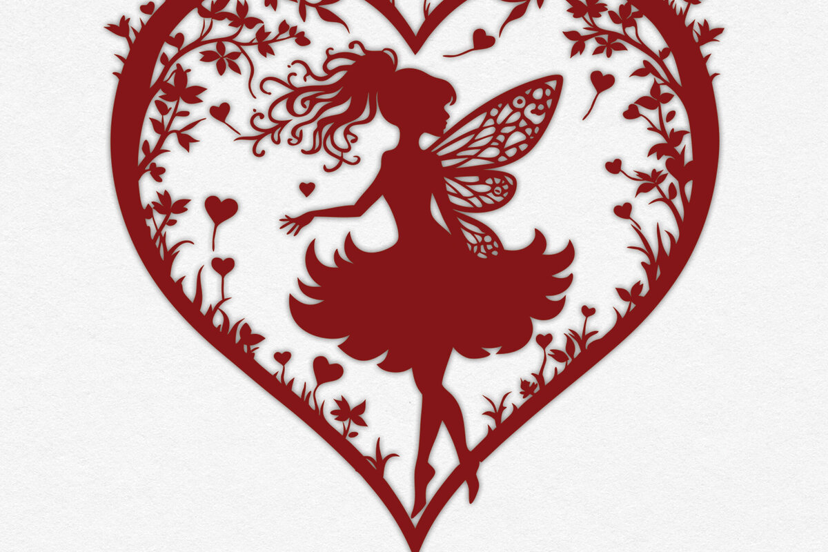 Σετ των 2 Intra απο ξύλο plywood 3mm-4mm πάχος – Χαρτί κομμένη καρδιά με  Fairy 19 Δίασταση  20x20 cm INTRAFABR-113277724