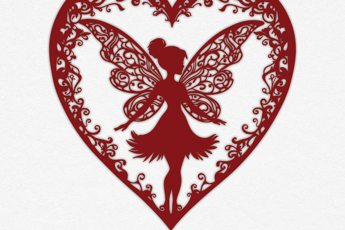 Σετ των 2 Intra απο ξύλο plywood 3mm-4mm πάχος – Χαρτί κομμένη καρδιά με  Fairy 23 Δίασταση  20x20 cm INTRAFABR-113397327