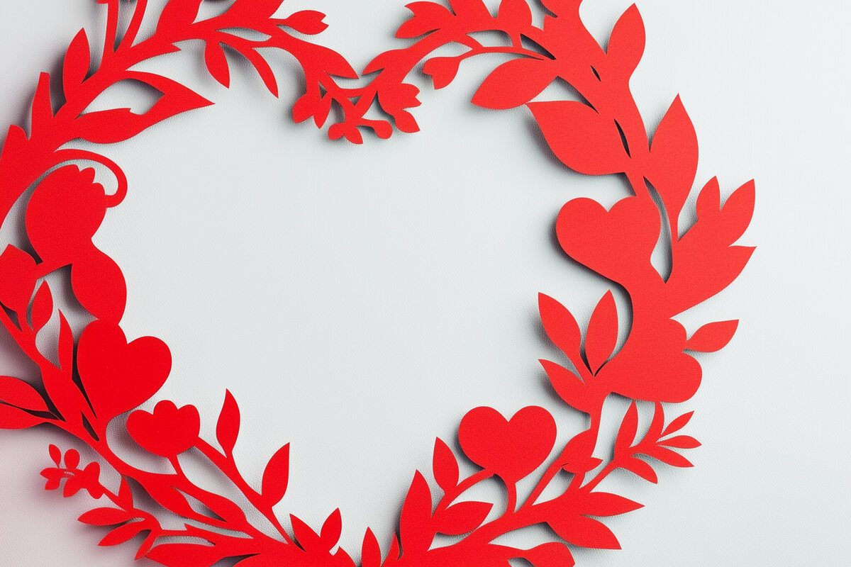 Σετ των 2 Intra απο ξύλο plywood 3mm-4mm πάχος – Paper Cut Heart Wreath Δίασταση  20x20 cm INTRAFABR-112936644