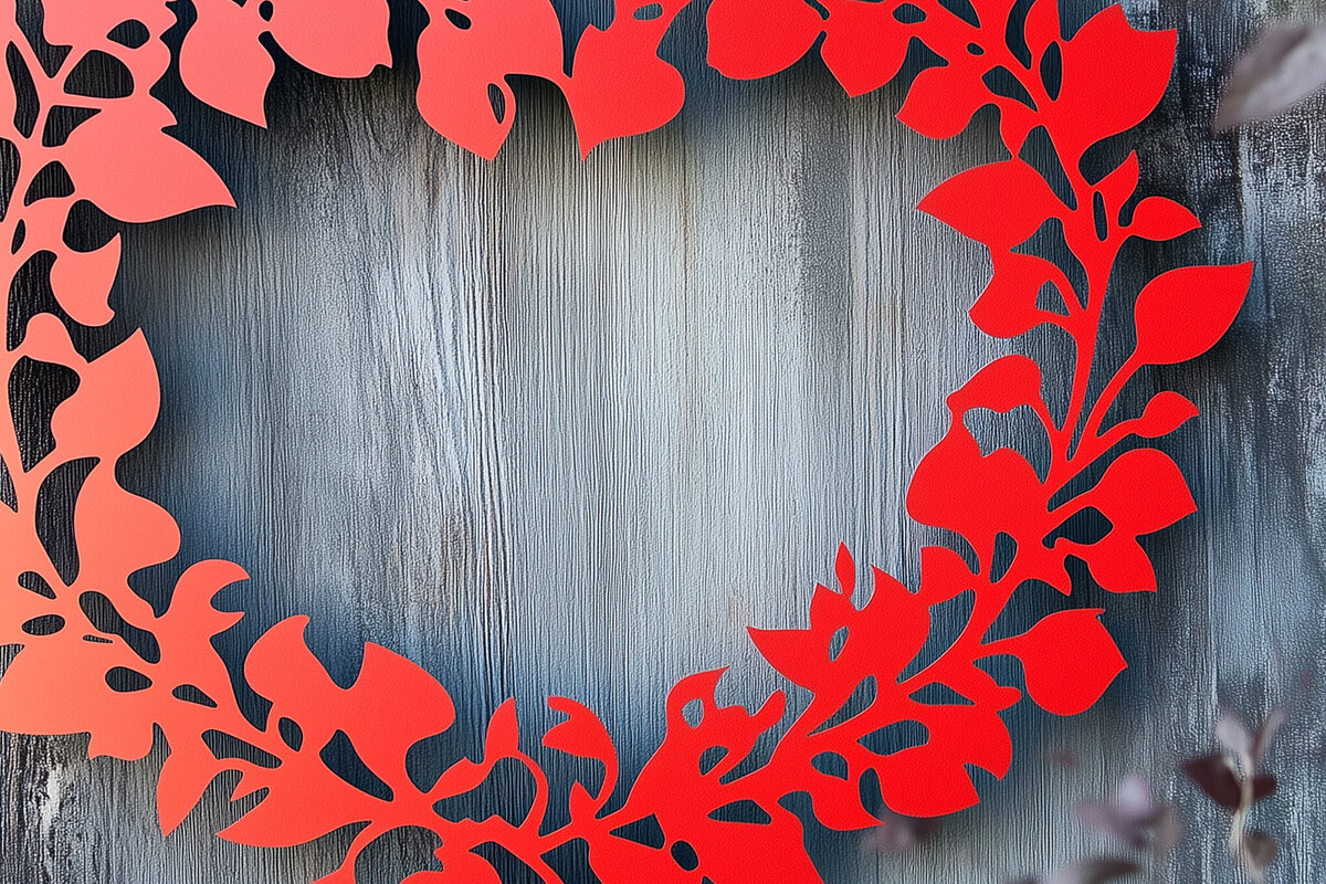 Σετ των 2 Intra απο ξύλο plywood 3mm-4mm πάχος – Paper Cut Heart Wreath Δίασταση  20x20 cm INTRAFABR-112937113