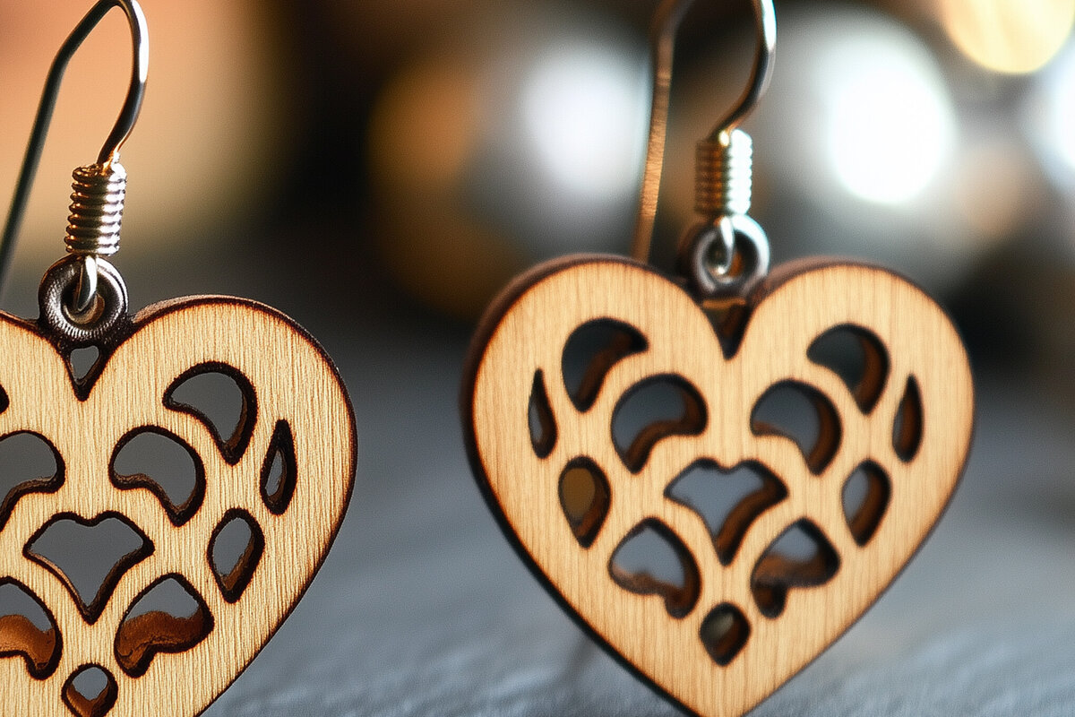 Σετ των 3 Intra απο ξύλο plywood 3mm-4mm πάχος – Paper Cut Hearts Earrings Δίασταση  5x5 cm INTRAFABR-112331169