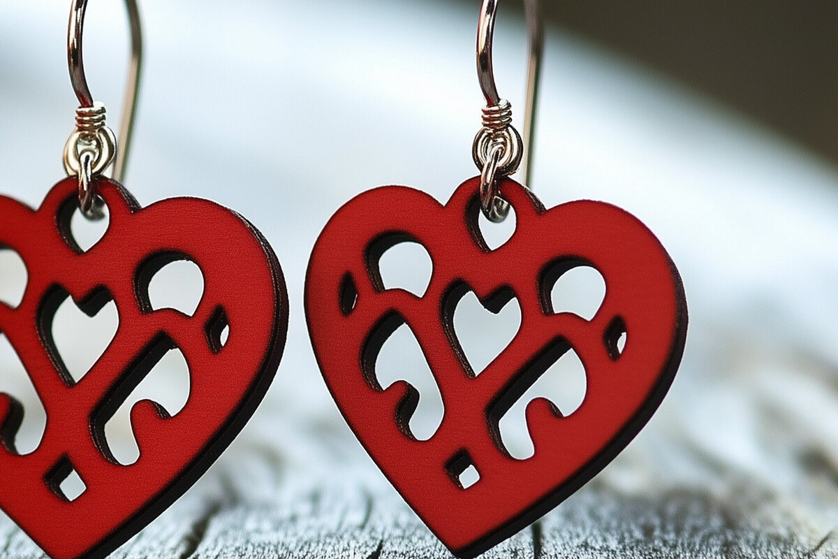 Σετ των 3 Intra απο ξύλο plywood 3mm-4mm πάχος – Paper Cut Hearts Earrings Δίασταση  5x5 cm INTRAFABR-112366301
