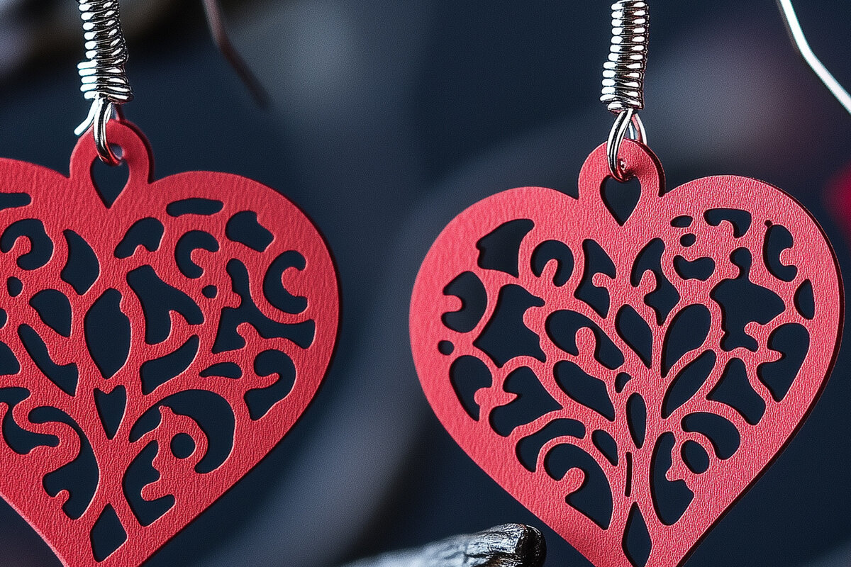 Σετ των 3 Intra απο ξύλο plywood 3mm-4mm πάχος – Paper Cut Hearts Earrings Δίασταση  5x5 cm INTRAFABR-112388084