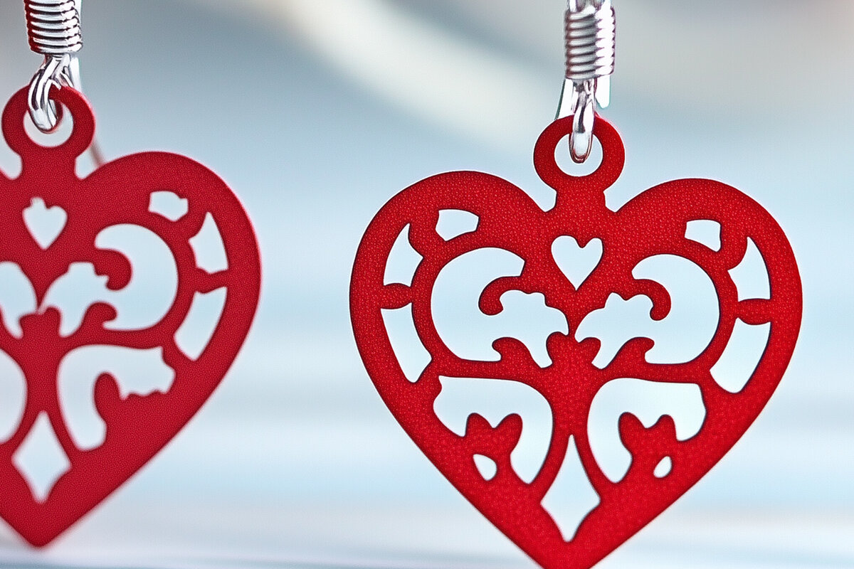 Σετ των 3 Intra απο ξύλο plywood 3mm-4mm πάχος – Paper Cut Hearts Earrings Δίασταση  5x5 cm INTRAFABR-112389685