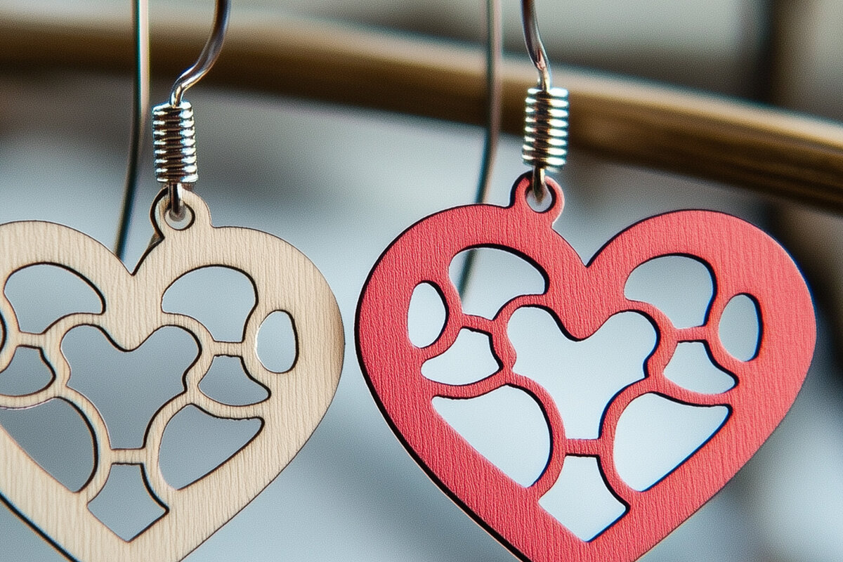 Σετ των 3 Intra απο ξύλο plywood 3mm-4mm πάχος – Paper Cut Hearts Earrings Δίασταση  5x5 cm INTRAFABR-112326517