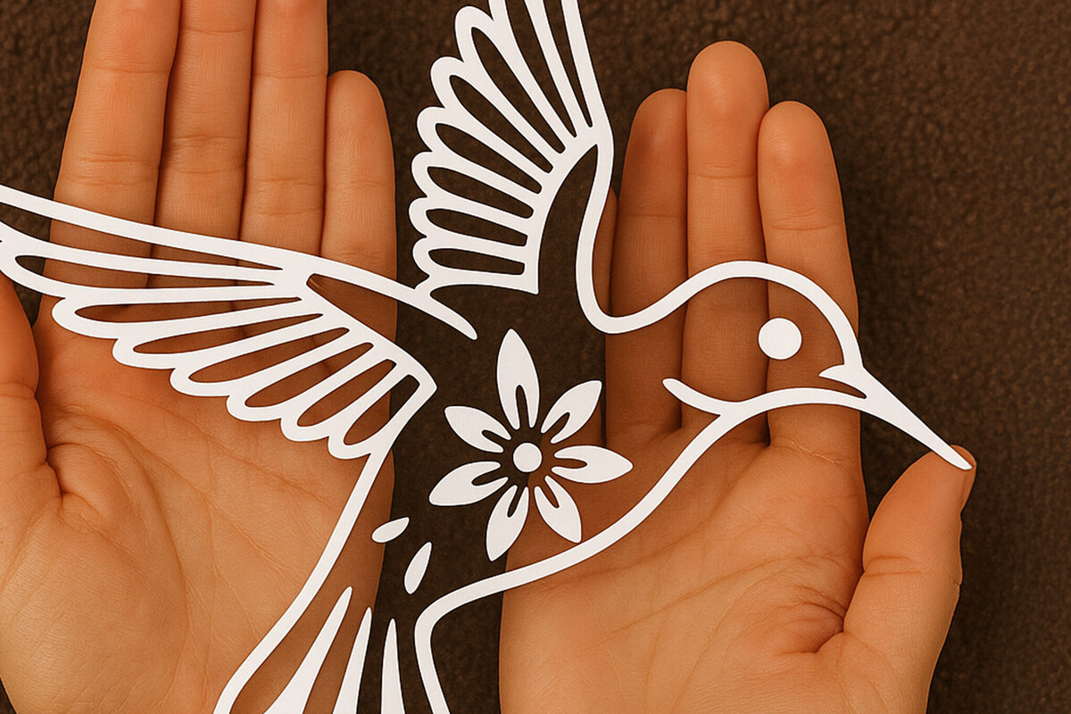 Σετ των 2 Intra απο ξύλο plywood 3mm-4mm πάχος – Κοπή χαρτιού Κολίβριο Δίασταση  20x20 cm INTRAFABR-119817588