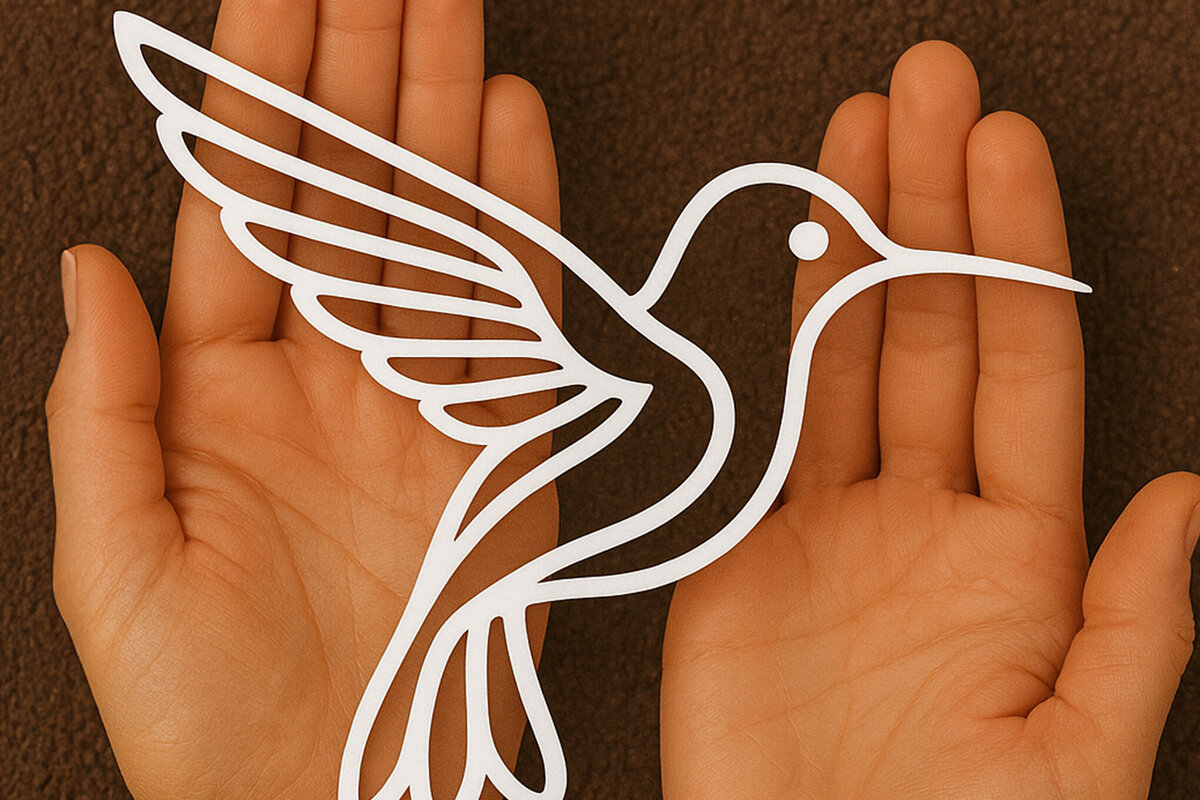 Σετ των 2 Intra απο ξύλο plywood 3mm-4mm πάχος – Κοπή χαρτιού Κολίβριο Δίασταση  20x20 cm INTRAFABR-119818419