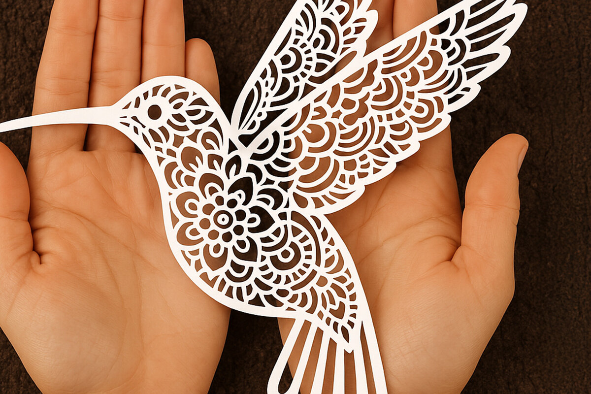 Σετ των 2 Intra απο ξύλο plywood 3mm-4mm πάχος – Κοπή χαρτιού Κολίβριο Δίασταση  20x20 cm INTRAFABR-119790061