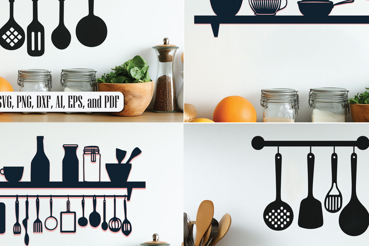 Σετ των 2 Intra απο ξύλο plywood 3mm-4mm πάχος – Paper Cut Kitchen Bundle Δίασταση  20x20 cm INTRAFABR-111870502